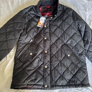Robert Graham Jacket Mens Size M- Black Quilted Red Lining NWT